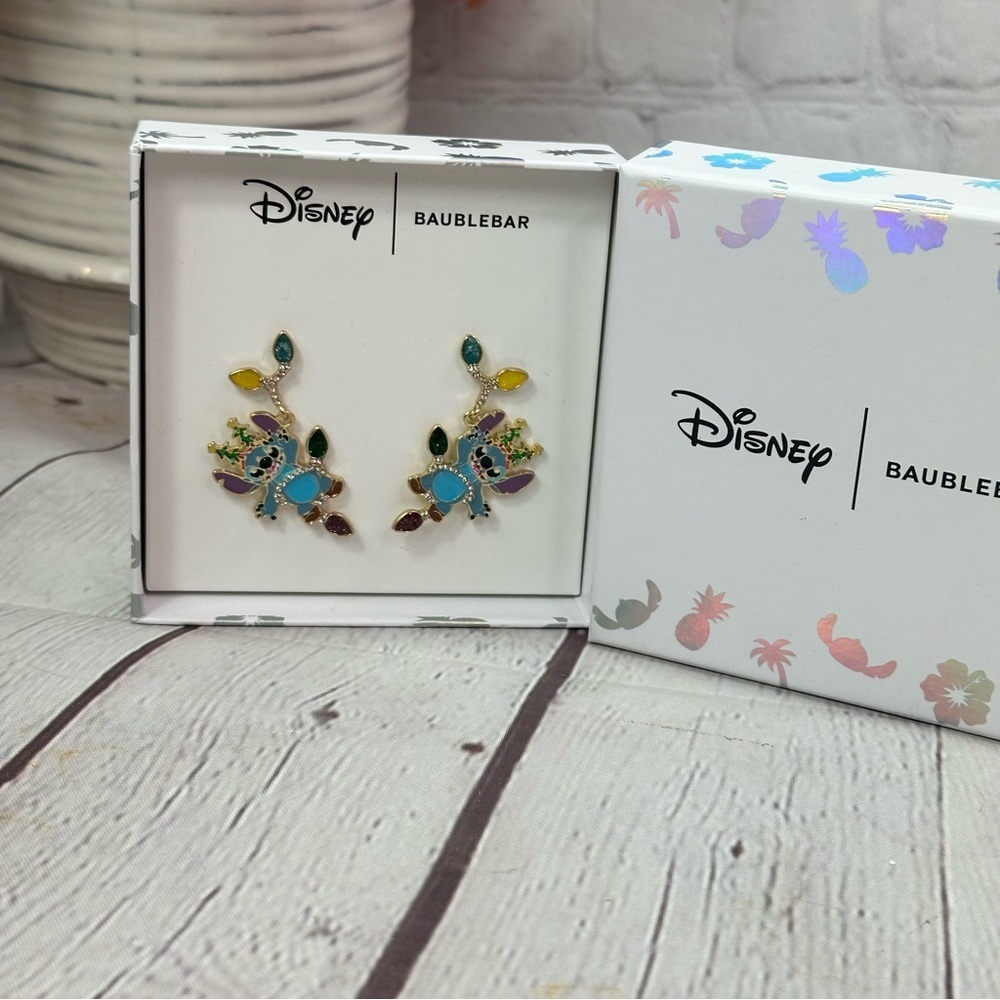 BaubleBar Disney stitch christmas tree lights post Earrings holiday festival NEW